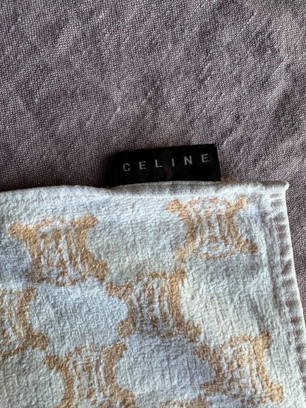 Celine Monogram Washcloth Hand Towel Beige Cream Logo